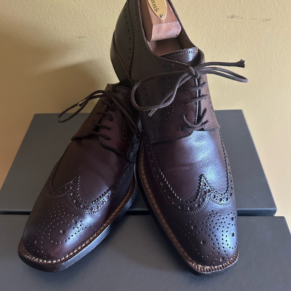 Antonio Maurizi Brown Wingtip Oxfords with Brogue Detailing